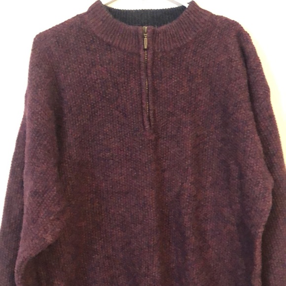 Men’s Woolrich Burgundy 1/4 Zip Wool Heavy Rugged Outdoors Sweater size M - Picture 5 of 10